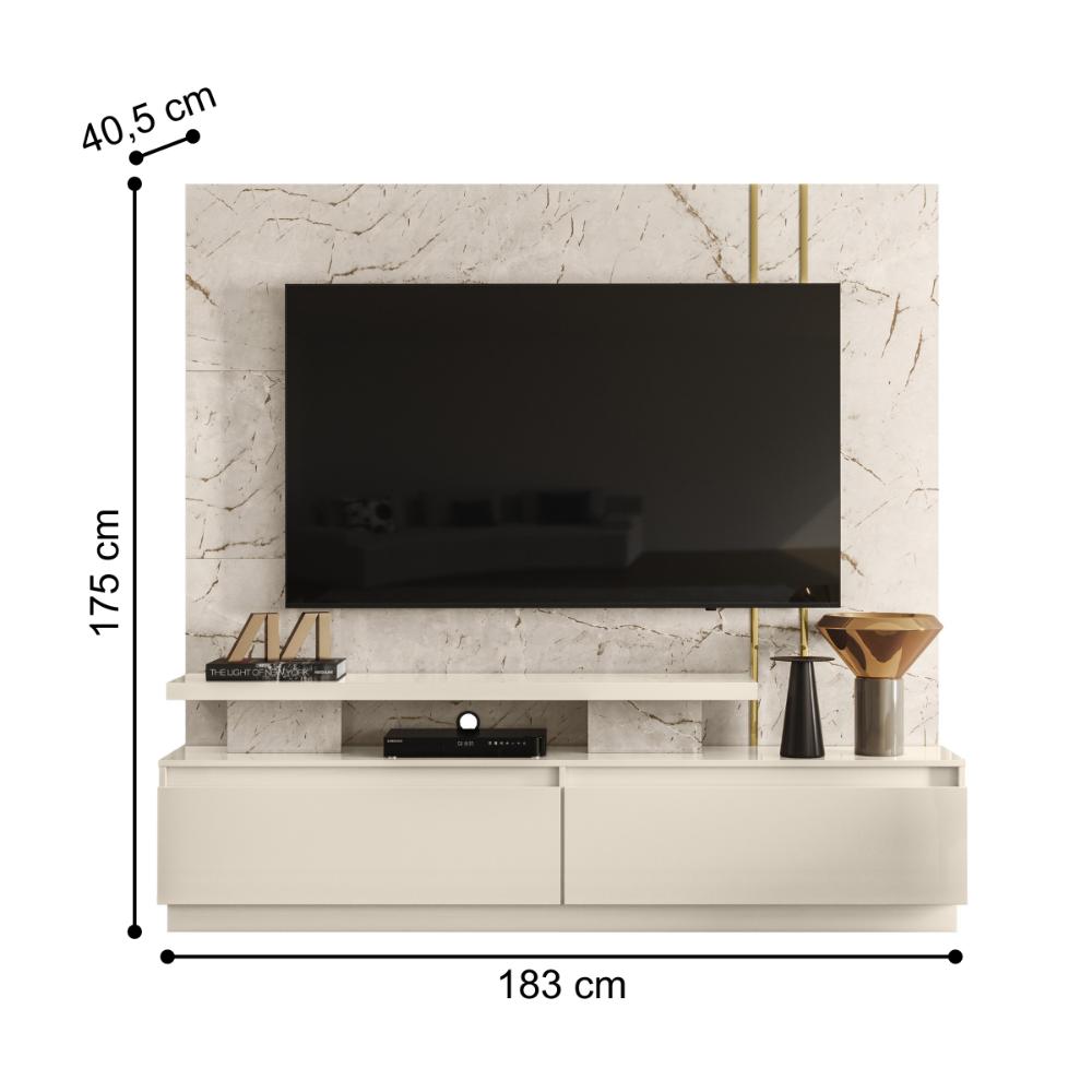 Home para TVs 75" com 2 Gavetas Richmond Calacata Off White