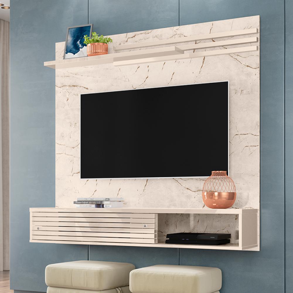 Home para TVs até 50 Polegadas Suspenso Ceará Calacata Off-White