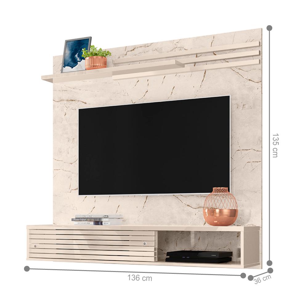 Home para TVs até 50 Polegadas Suspenso Ceará Calacata Off-White