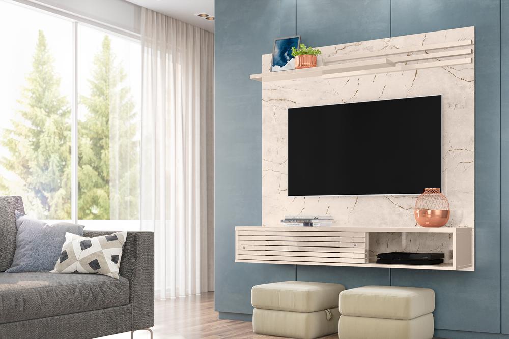 Home para TVs até 50 Polegadas Suspenso Ceará Calacata Off-White