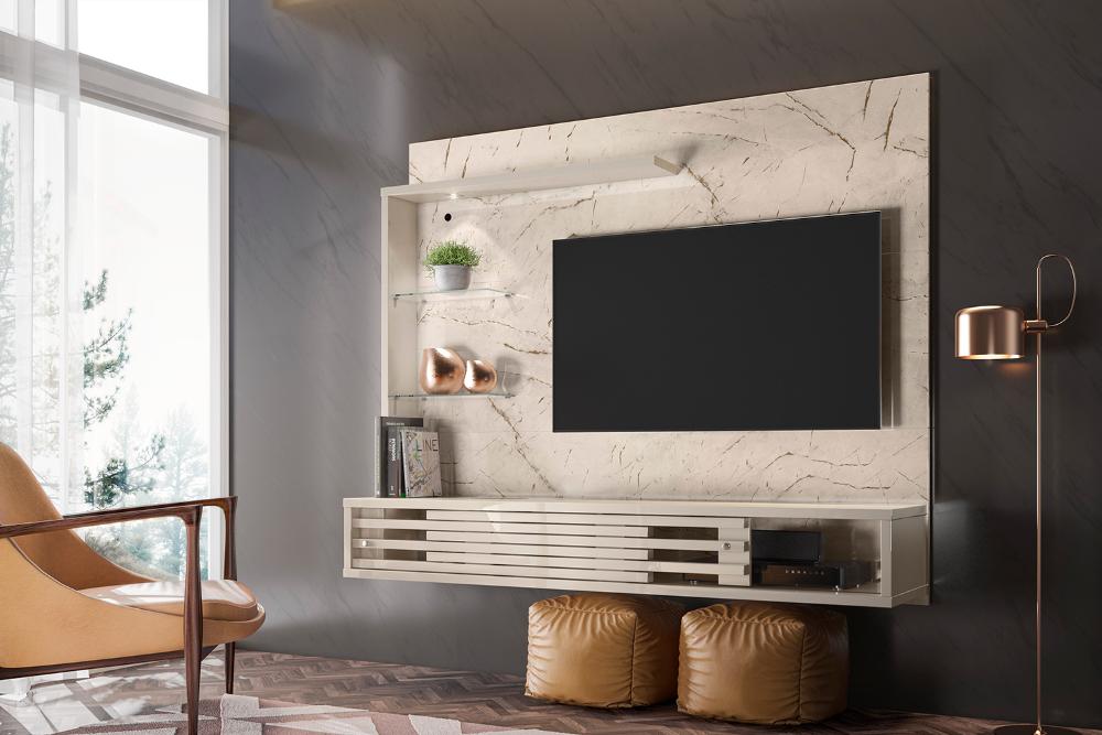 Home para TVs até 50 Polegadas Suspenso Hugo Calacata Off-White