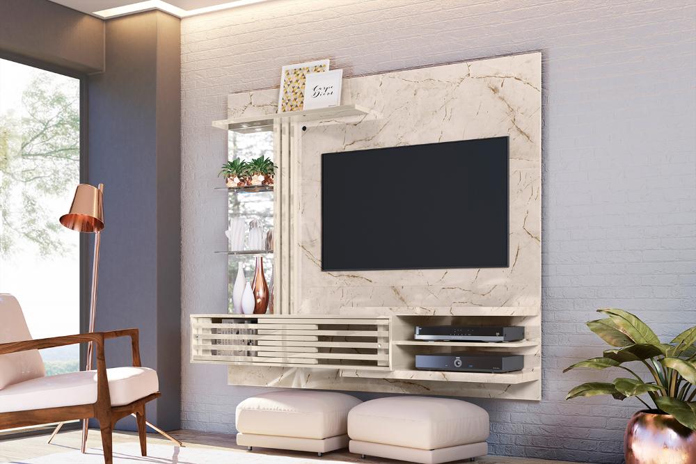 Home para TVs até 55 Polegadas Suspenso Drummond Calacata Off-White