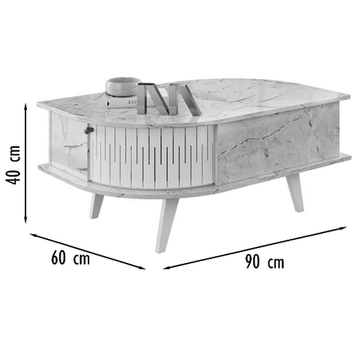 Kit Aparador Histórico e Mesa de Centro Índia Cinamomo/Off White