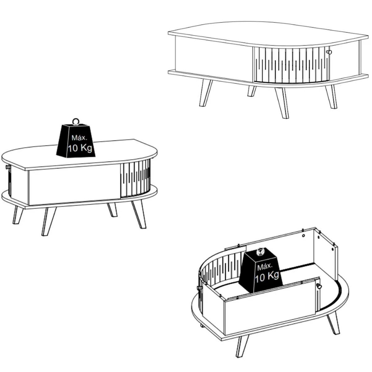 Kit Aparador Histórico e Mesa de Centro Índia Cinamomo/Off White