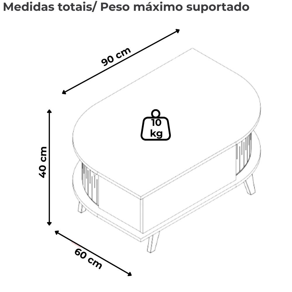 Mesa De Centro 2 Portas 90 cm Indianapolis Cumaru Opala MADETEC