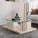 Mesa de Centro Frizz Calacata/Off White com Tampo de Vidro - Madetec