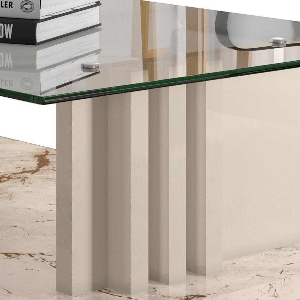 Mesa de Centro Frizz Calacata/Off White com Tampo de Vidro - Madetec