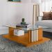 Mesa de Centro Frizz Cinamomo/Off White com Tampo de Vidro - Madetec