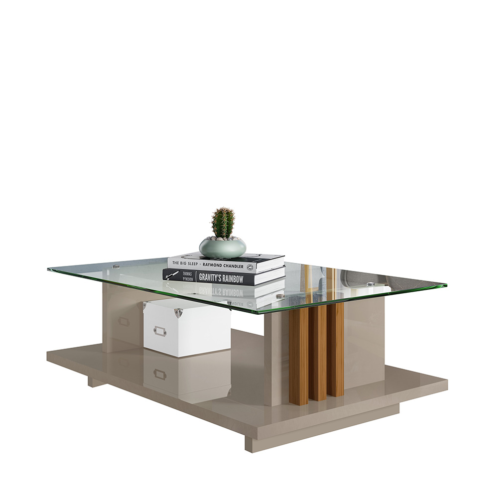 Mesa de Centro Frizz Madetec Com Tampo de Vidro