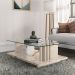 Mesa de Centro Tampo Vidro Retangular Foz Calacata/Off White