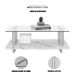 Mesa de Centro Tampo Vidro Retangular Foz Cinamomo/Off White
