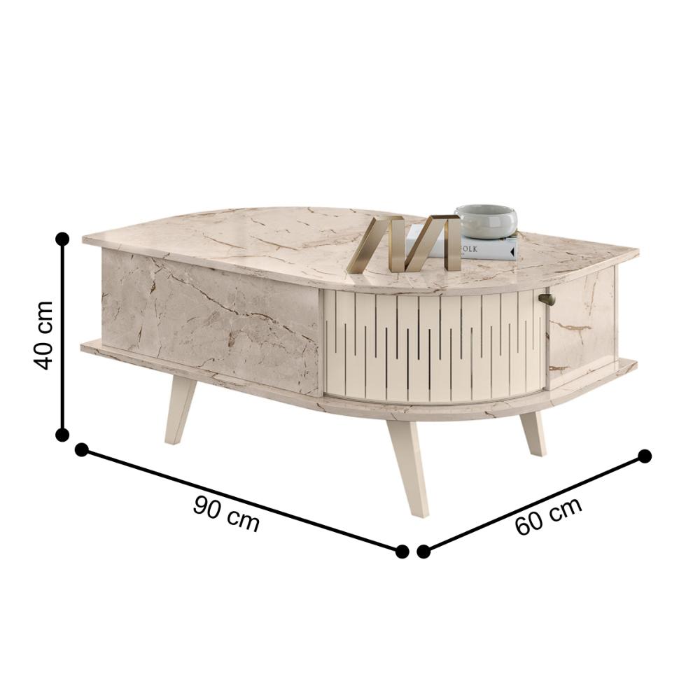 Mesa de Centro e Aparador Toronto Calacata Off White