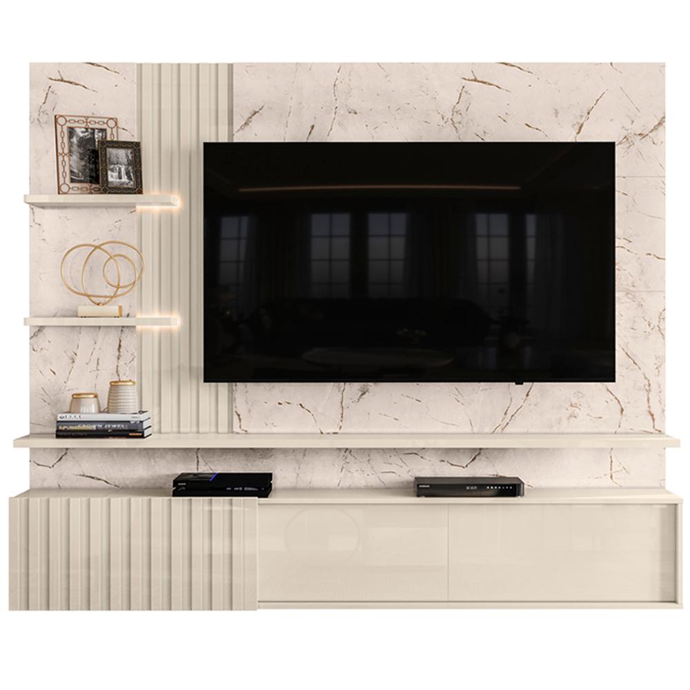 Painel Bancada Suspenso Para TV 65 Polegadas 2861 Calacata Off White Madetec