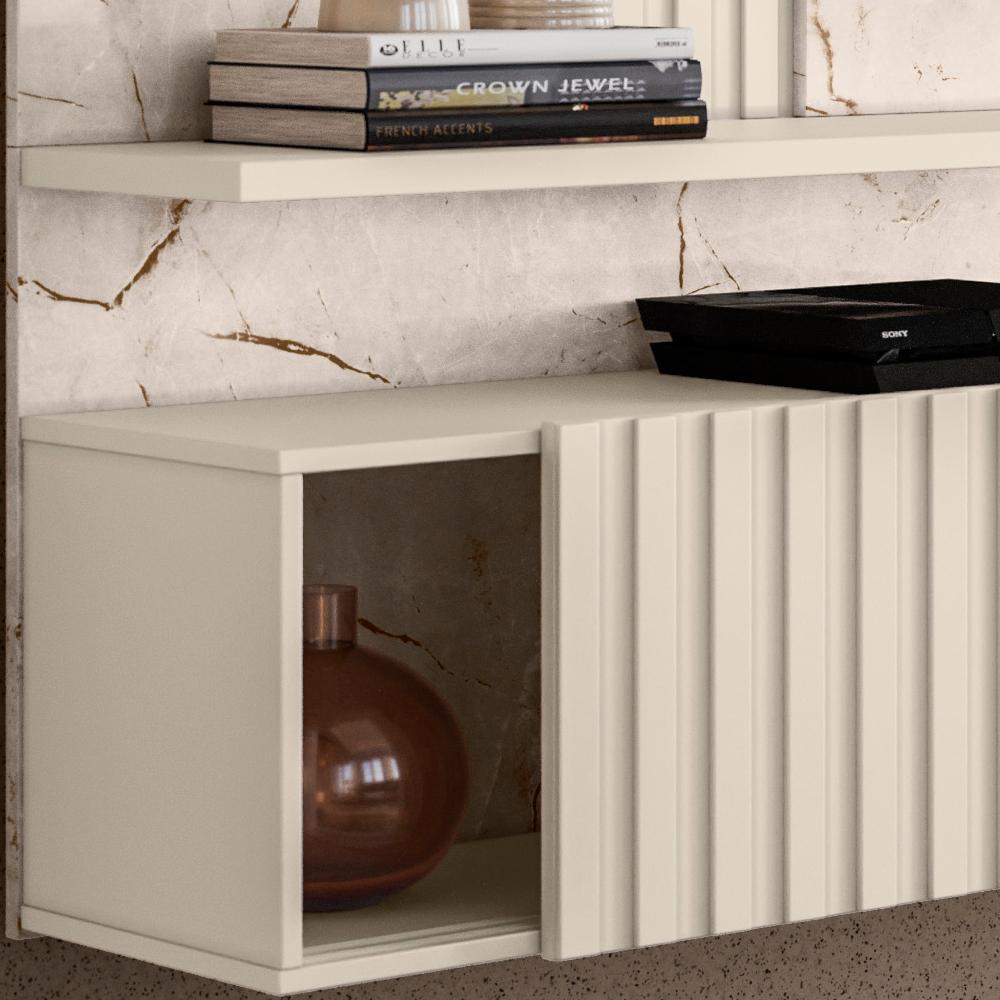 Painel Bancada Suspenso Para TV 65 Polegadas 2861 Calacata Off White Madetec