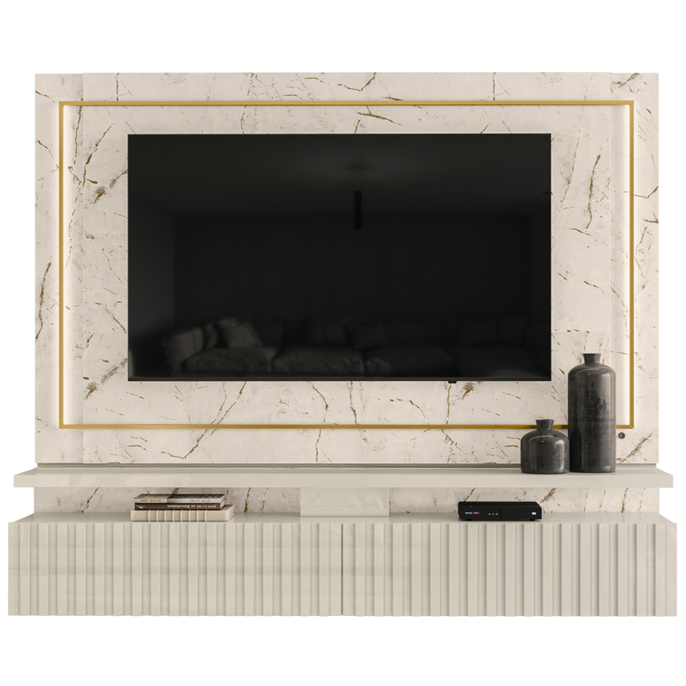 Painel Bancada Suspenso Para TV 75 Polegadas 2851 Calacata Off White Madetec