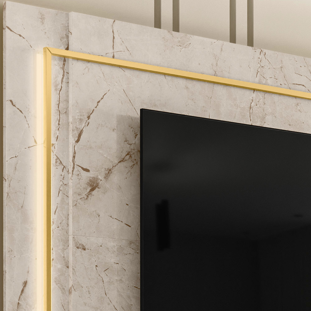 Painel Bancada Suspenso Para TV 75 Polegadas 2851 Calacata Off White Madetec
