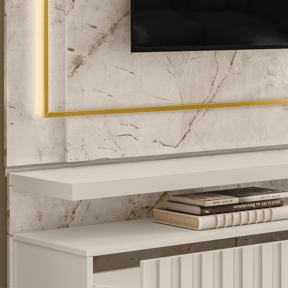 Painel Bancada Suspenso Para TV 75 Polegadas 2851 Calacata Off White Madetec