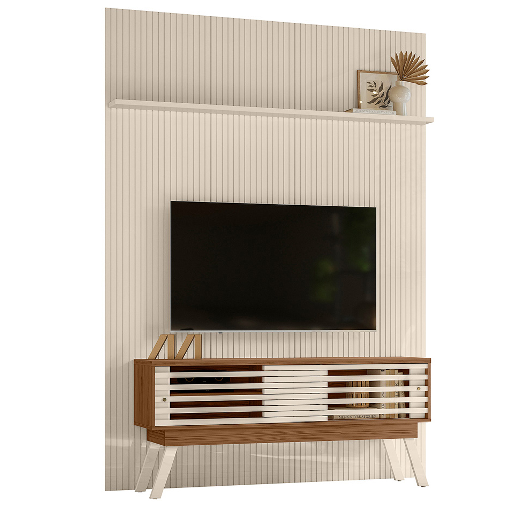 Painel Bancada Tv 65 Pol 245x179 cm Premium Naturale Off White MADETEC