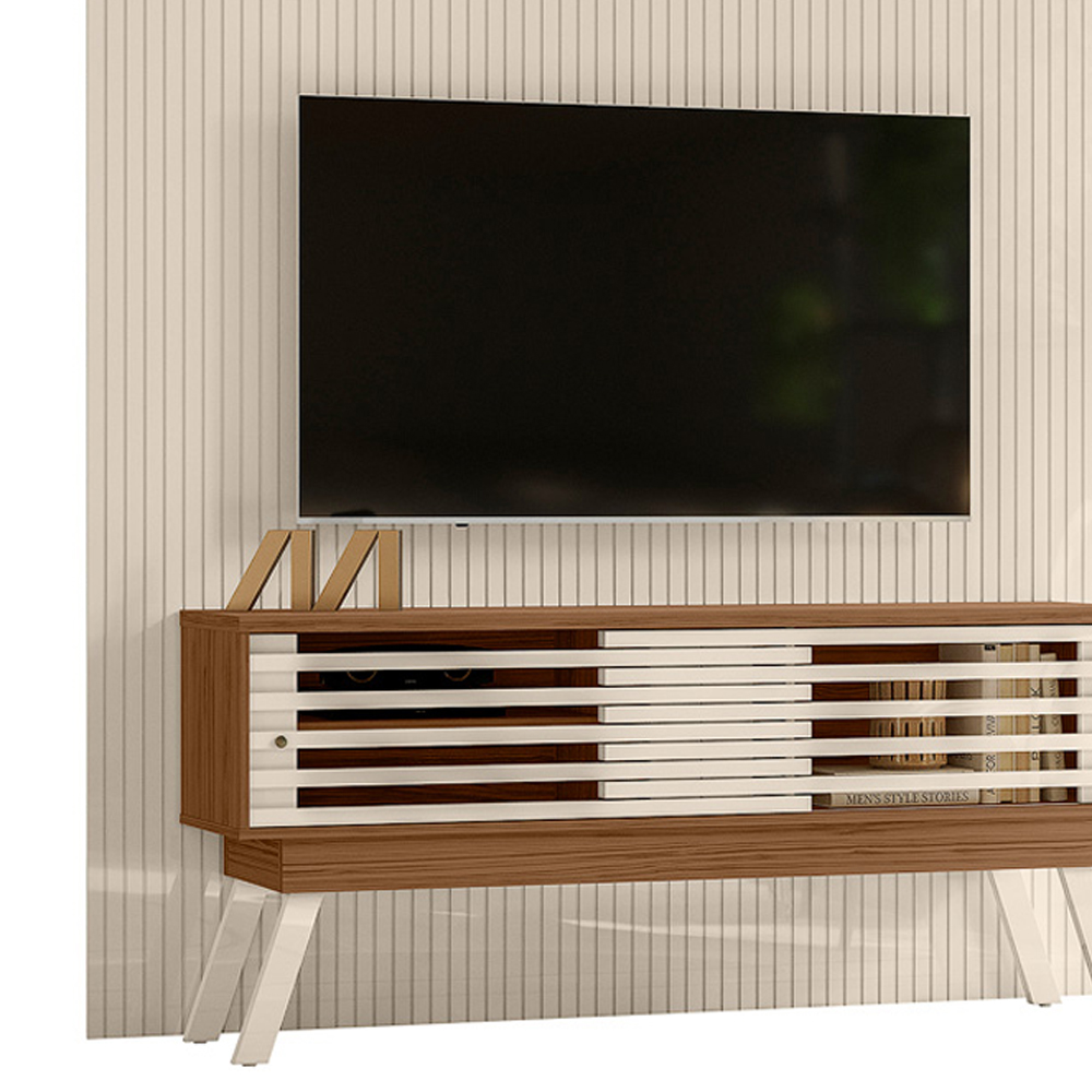 Painel Bancada Tv 65 Pol 245x179 cm Premium Naturale Off White MADETEC