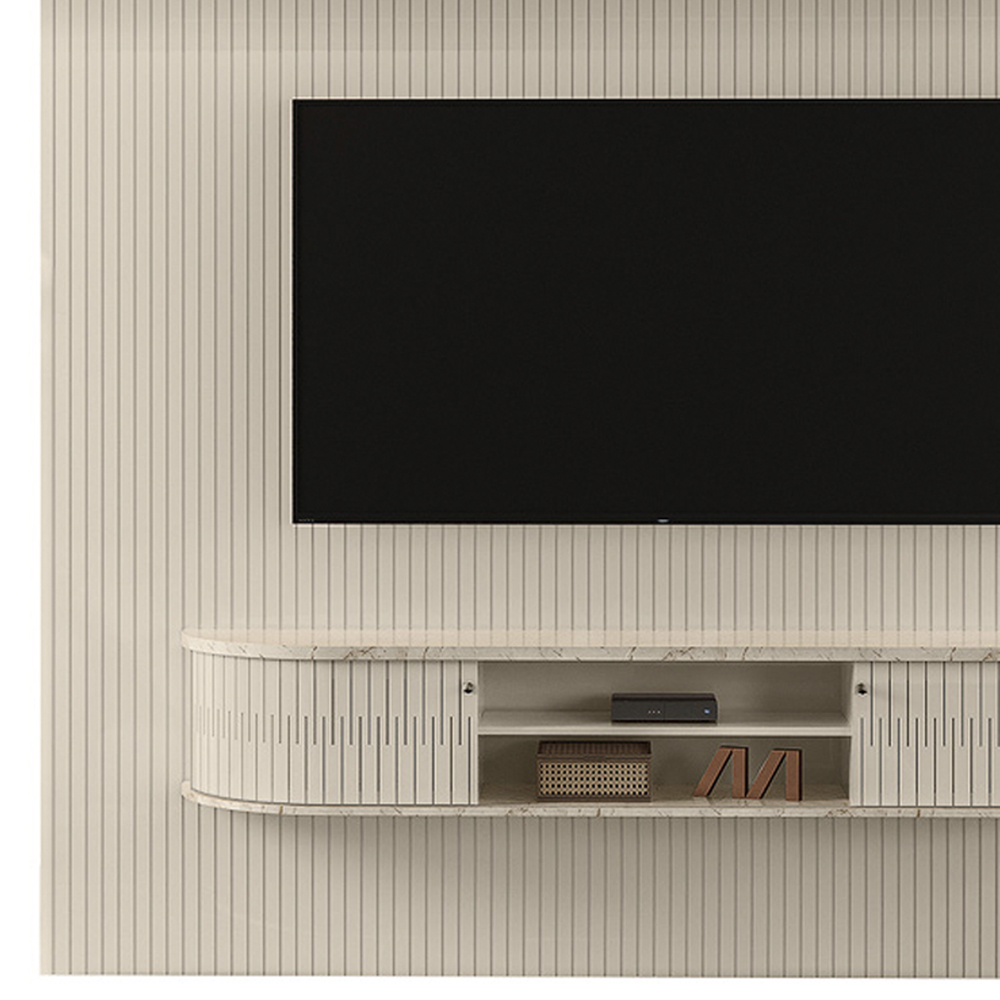 Painel Bancada Tv 75 Pol 245x238 cm Bugatti Calacata Off White MADETEC