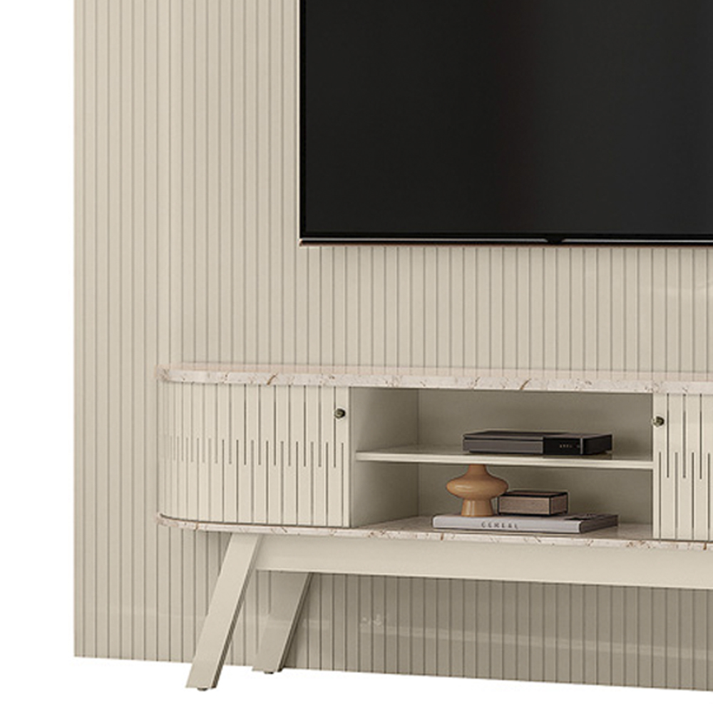 Painel Bancada Tv 75 Pol 245x238 cm Laguna Calacata Off White MADETEC