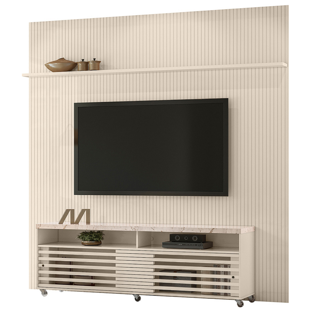 Painel Bancada Tv 75 Pol 245x238 cm Prestige Calacata Off White MADETEC
