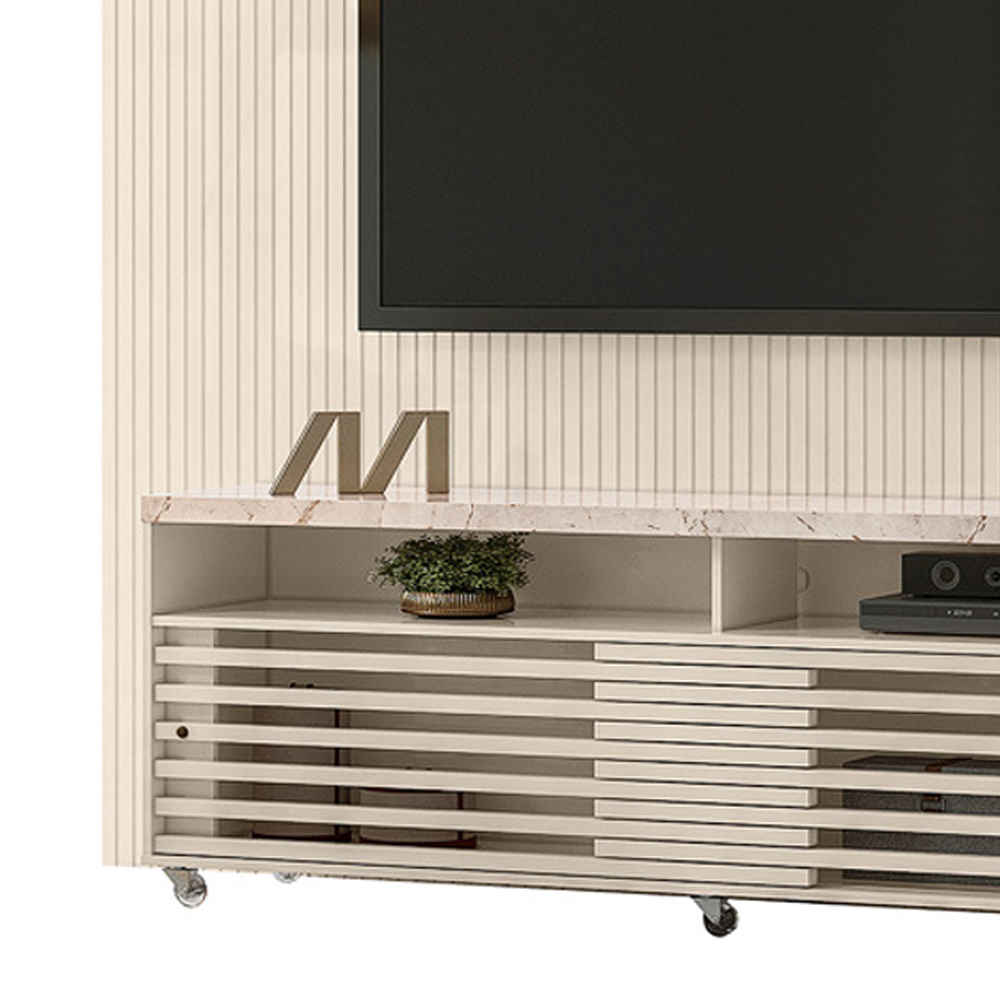 Painel Bancada Tv 75 Pol 245x238 cm Prestige Calacata Off White MADETEC