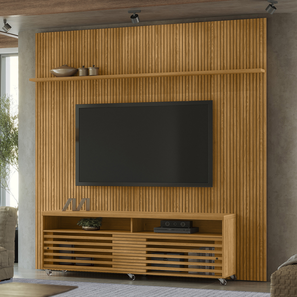 Painel Bancada Tv 75 Pol 245x238 cm Prestige Cumaru MADETEC