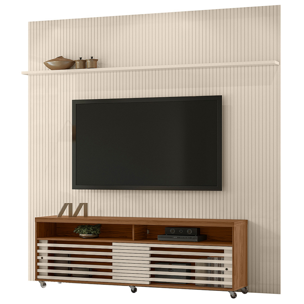 Painel Bancada Tv 75 Pol 245x238 cm Prestige Naturale Off White MADETEC