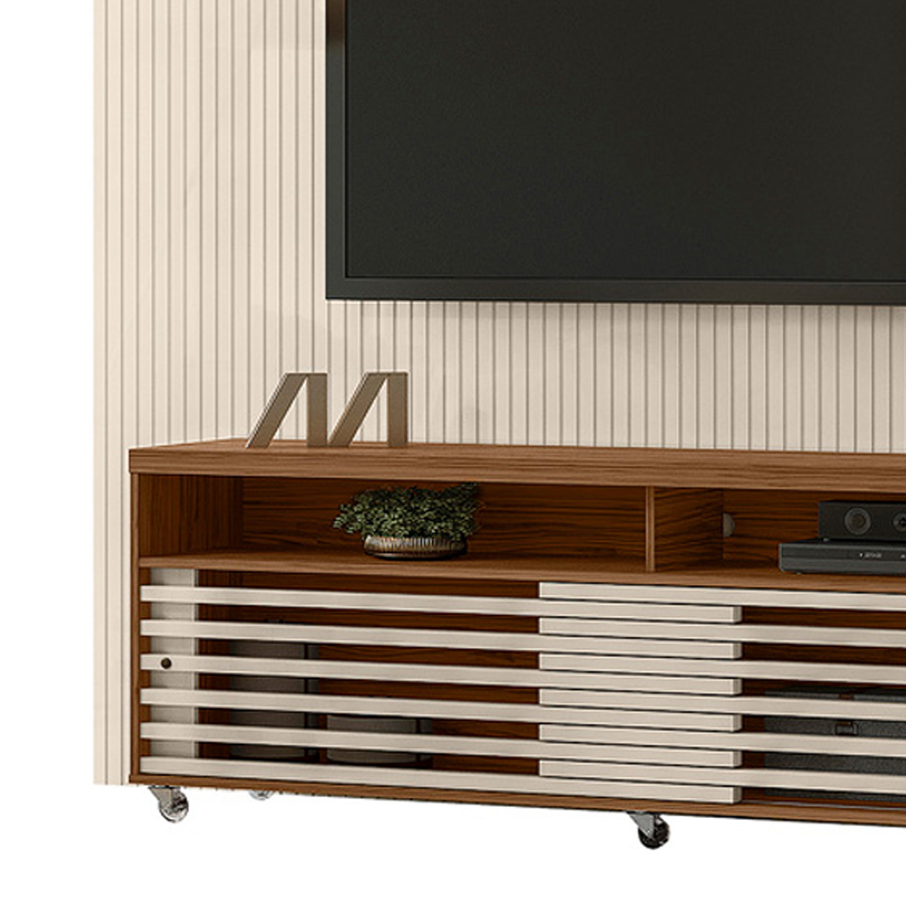 Painel Bancada Tv 75 Pol 245x238 cm Prestige Naturale Off White MADETEC