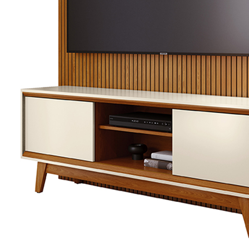 Painel E Bancada Tv 65 Pol 245x179 cm Milo Cinamomo Off White MADETEC