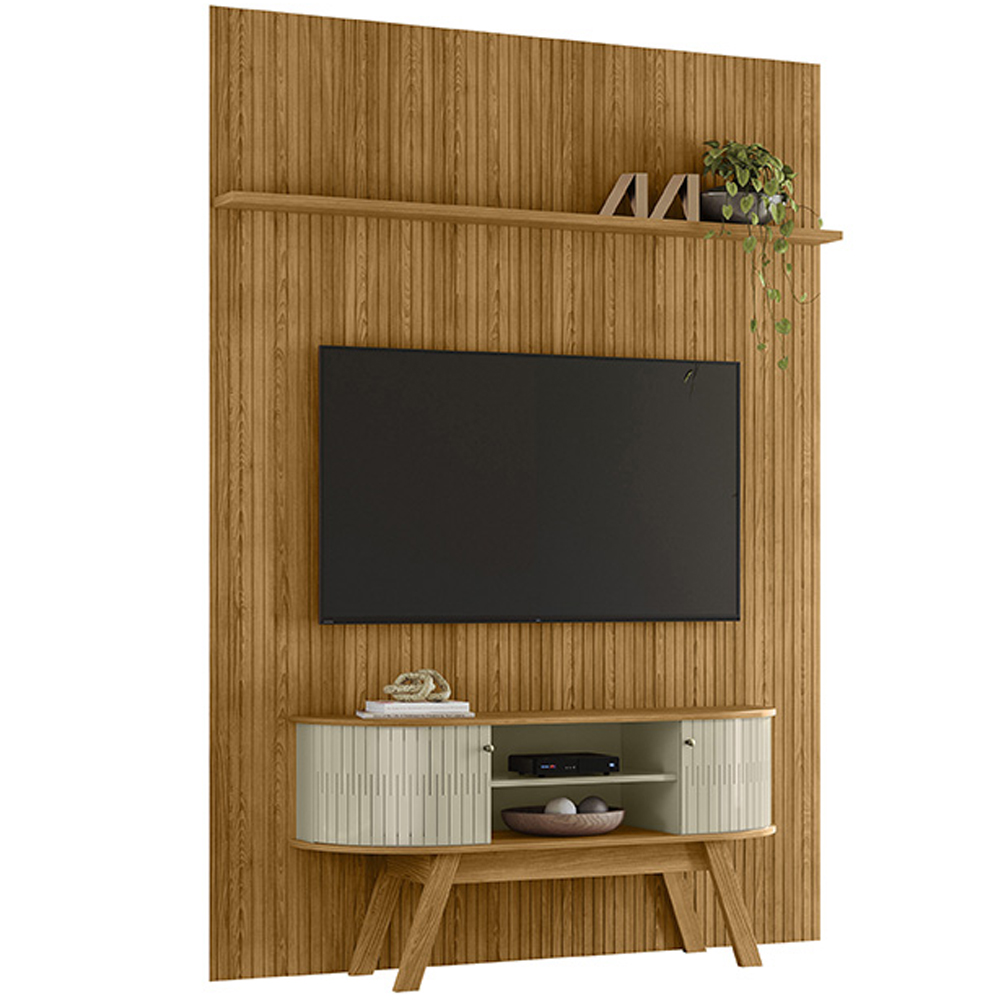 Painel E Bancada Tv 65 Pol 245x179 cm Silverstone Cumaru Opala 