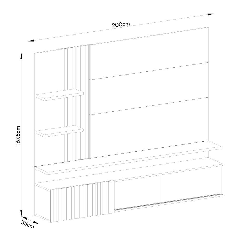 Painel Home Suspenso Atena Cinamomo/Off White para TV até 65” - Madetec