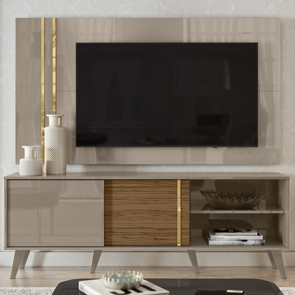 Painel Rack Bancada Tv 60 Pol 160 cm Cronos Fend Naturale MADETEC 