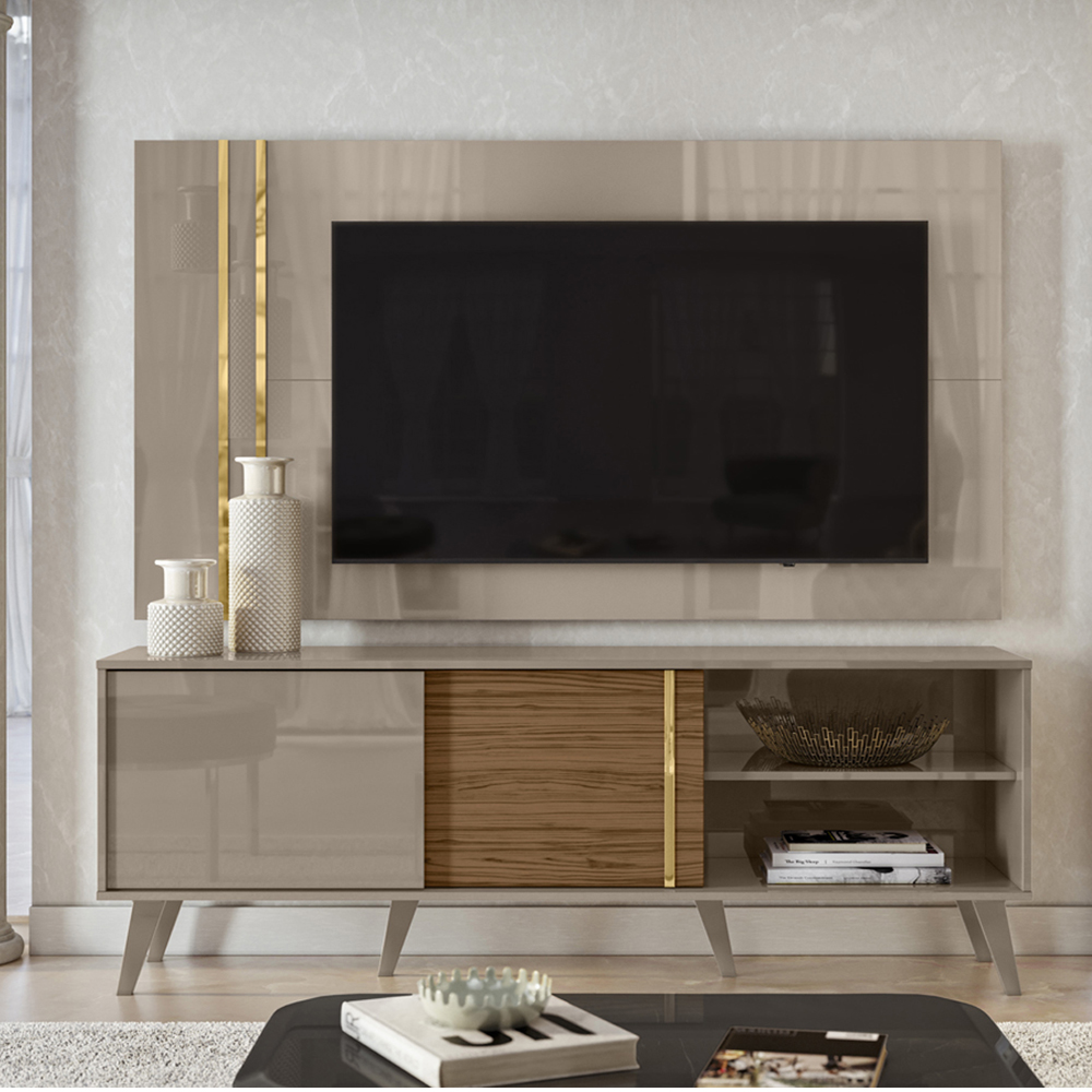 Painel Rack Bancada Tv 60 Pol 160 cm Cronos Fend Naturale MADETEC 