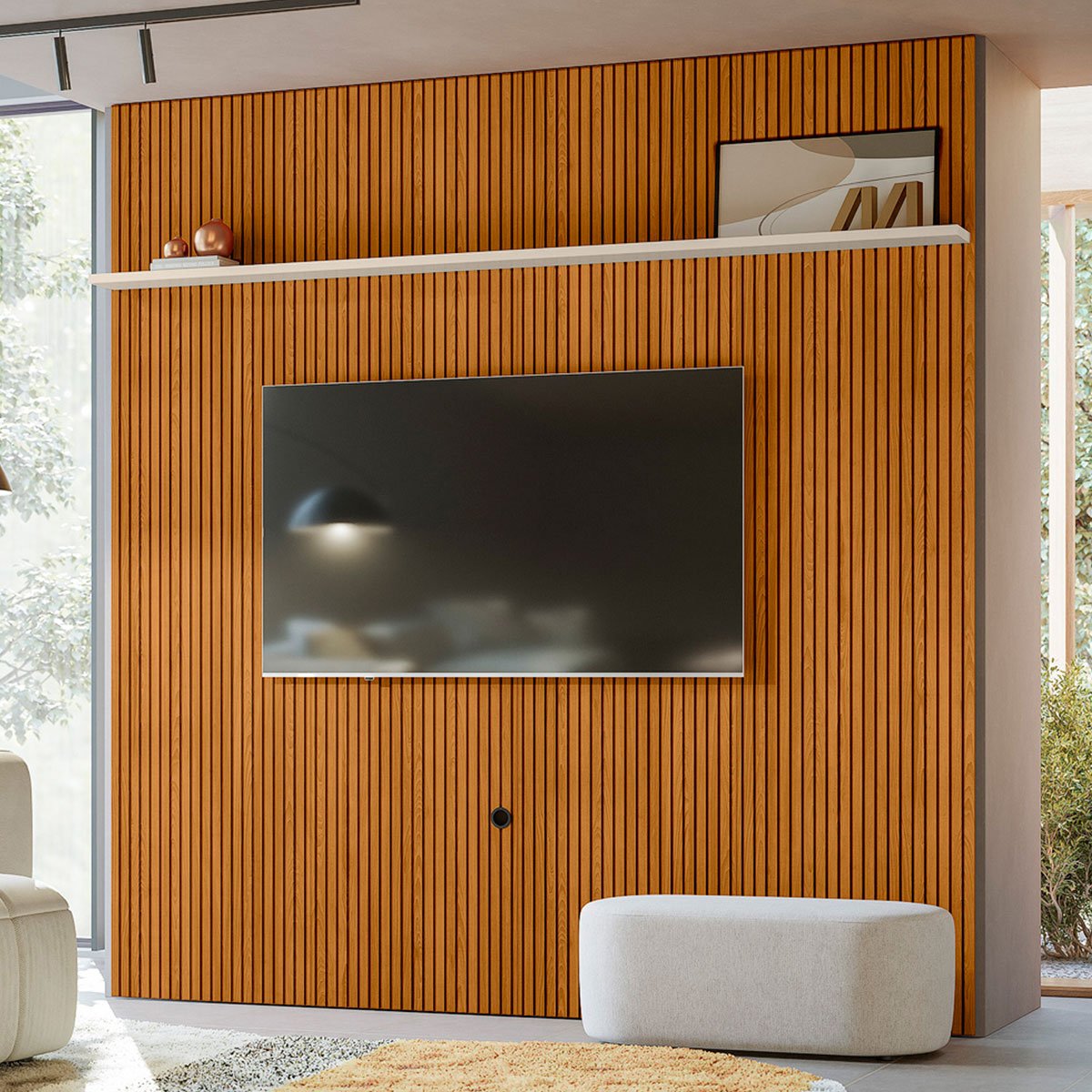 Painel Suspenso Piso-Teto para Tv 75 Polegadas Ferrari Cinamomo/Off White