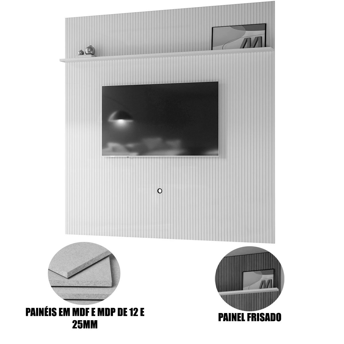 Painel Suspenso Piso-Teto para Tv 75 Polegadas Ferrari Off White