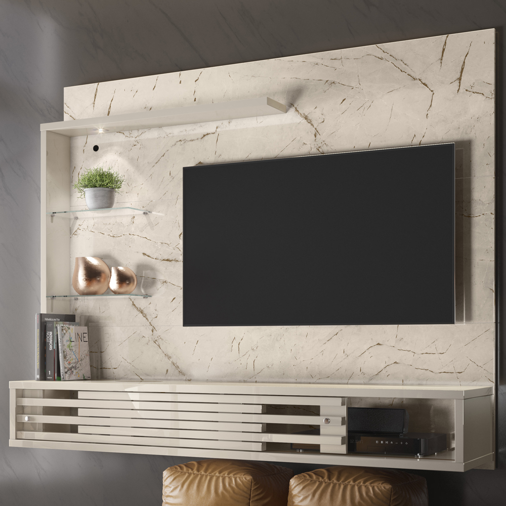 Painel Suspenso Tv 50 Pol 2P 160 cm Select Calacata Off White MADETEC