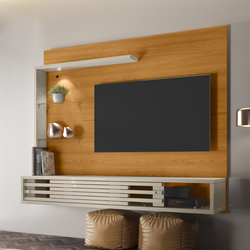 Painel Suspenso Tv 50 Pol 2P 160 cm Select Cinamomo Off White MADETEC