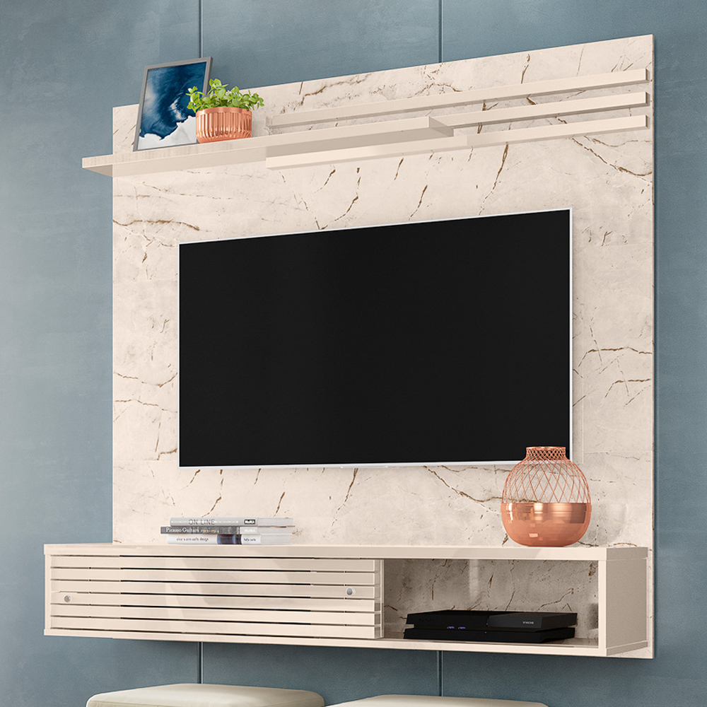 Painel Suspenso Tv 55 Pol 136 cm Sublime Calacata Off White MADETEC