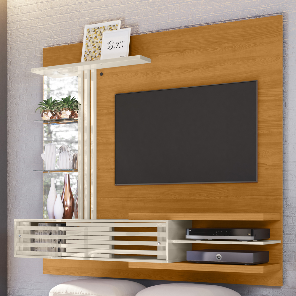 Painel Suspenso Tv 55 Pol 182 cm Frizz Supreme Cinamomo Off White MADETEC