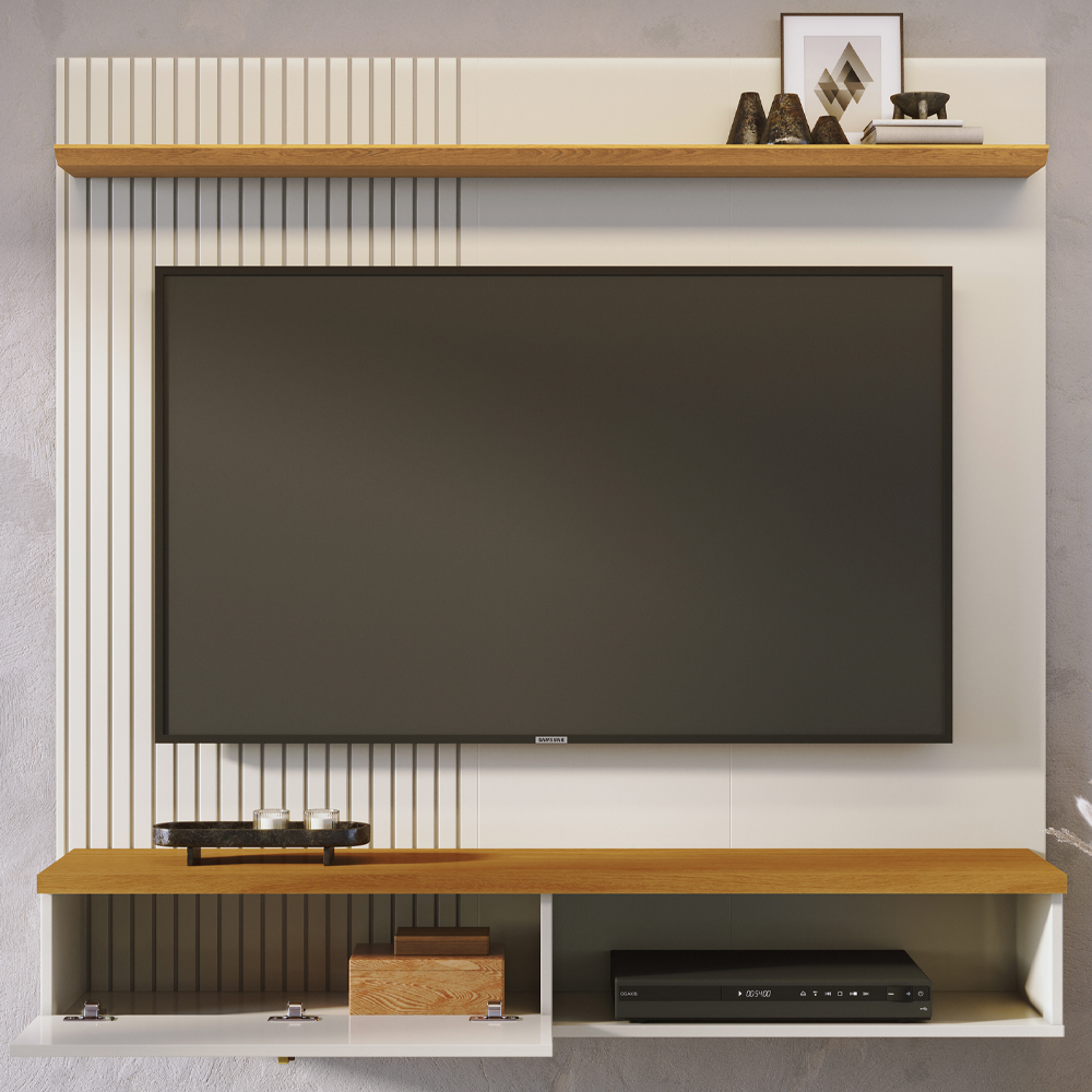 Painel Suspenso Tv 55 Pol 1P 141 cm Iris Cinamomo Off White MADETEC