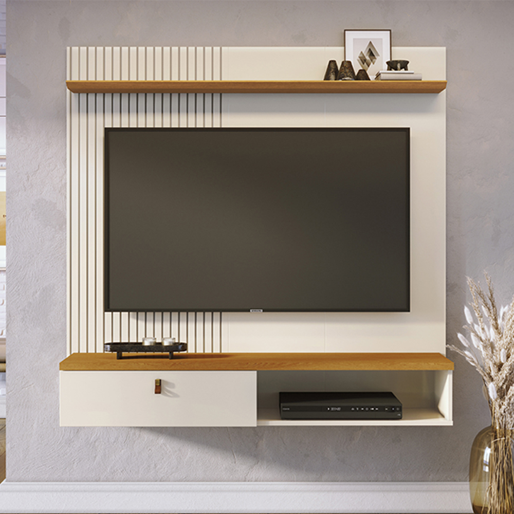Painel Suspenso Tv 55 Pol 1P 141 cm Iris Cinamomo Off White MADETEC
