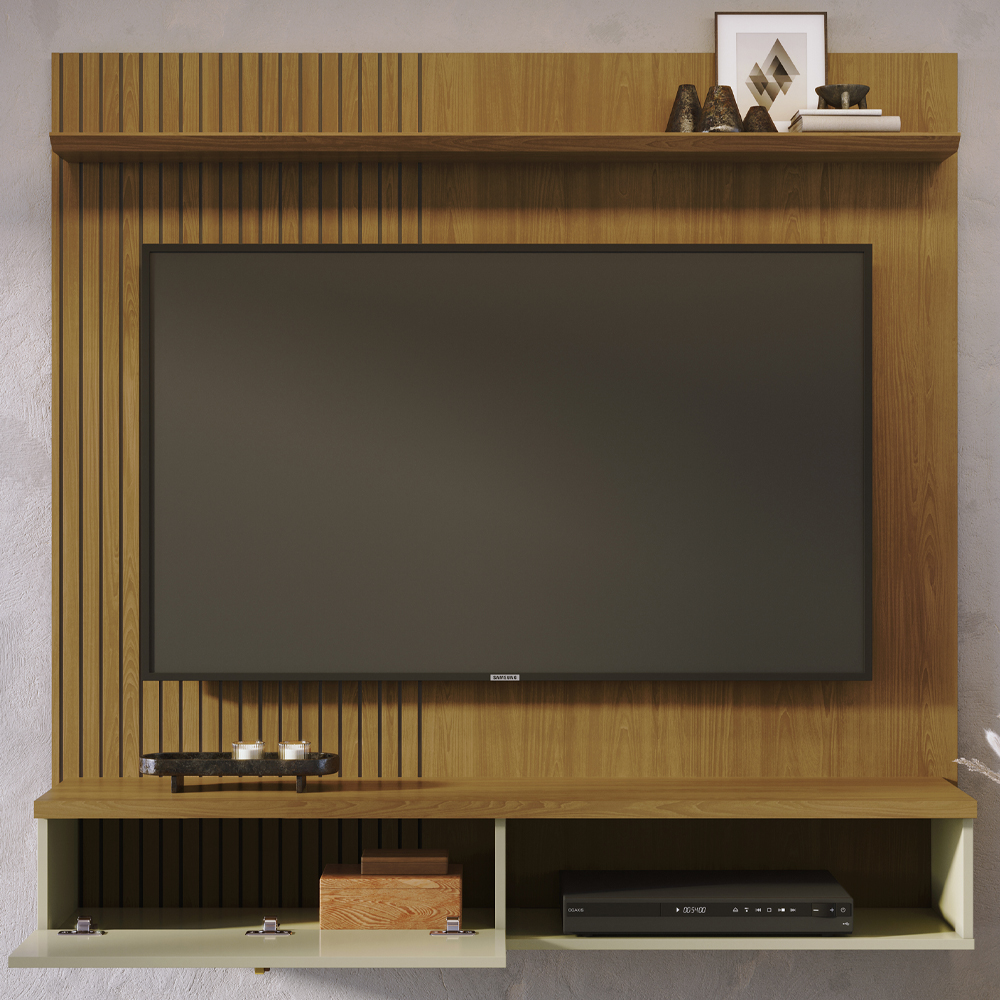 Painel Suspenso Tv 55 Pol 1P 141 cm Iris Cumaru Opala MADETEC