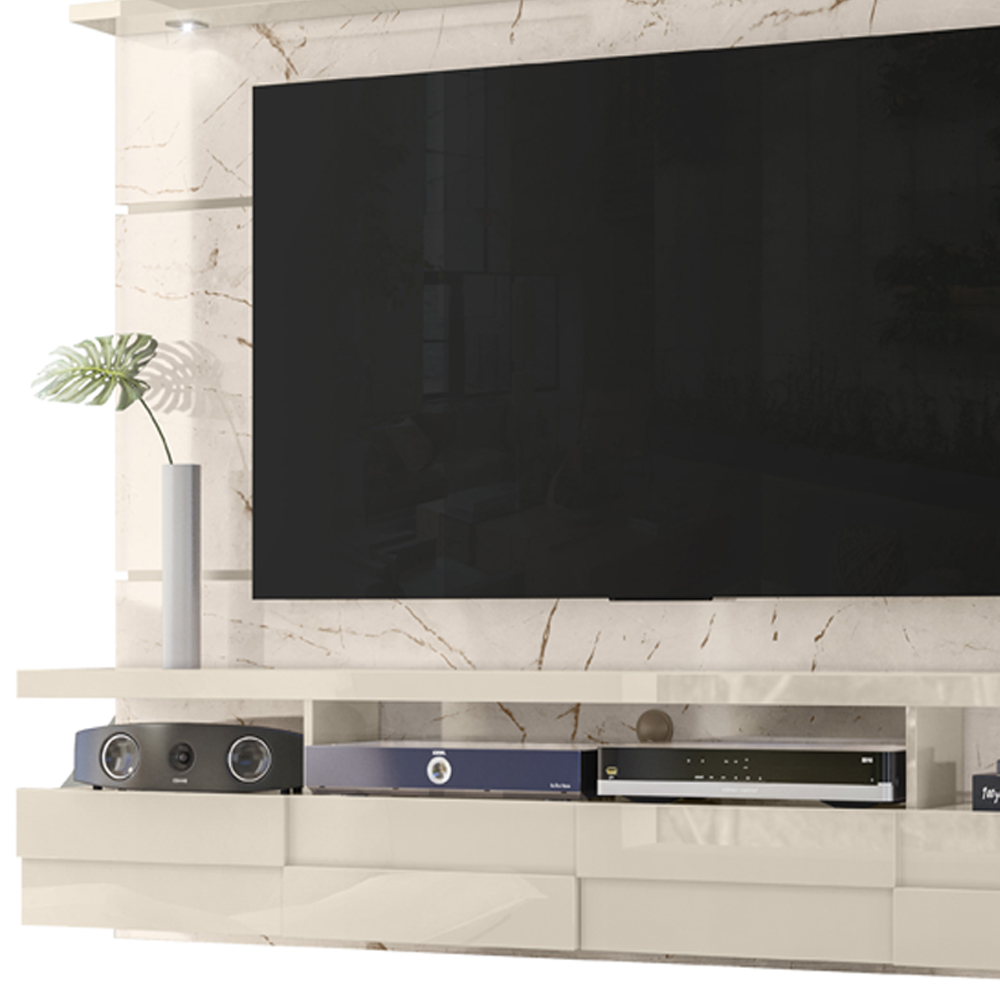 Painel Suspenso Tv 60 Pol 1P 182 cm Lana Calacata Off White MADETEC