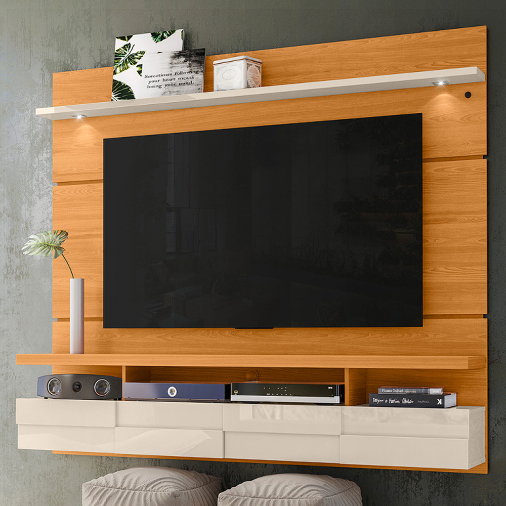 Painel Suspenso Tv 60 Pol 1P 182 cm Lana Cinamomo Off White MADETEC