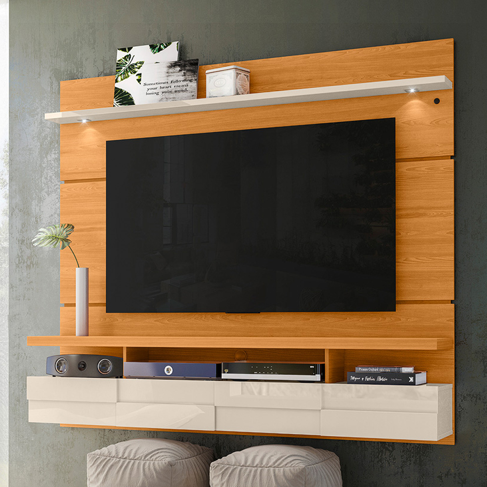 Painel Suspenso Tv 60 Pol 1P 182 cm Lana Cinamomo Off White MADETEC