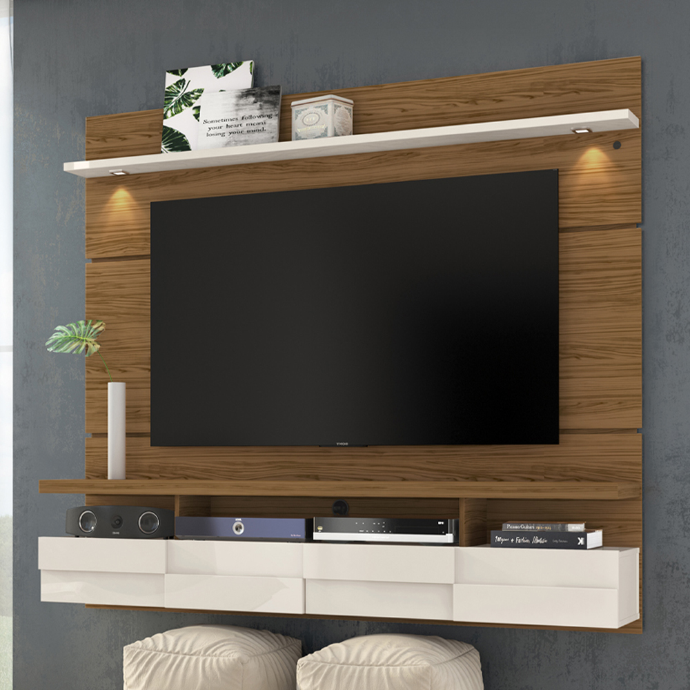 Painel Suspenso Tv 60 Pol 1P 182 cm Lana Naturale Off White MADETEC