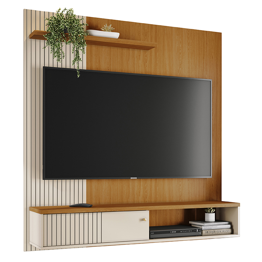 Painel Suspenso Tv 65 Pol 1P 160 cm Aurora Cinamomo Off White MADETEC