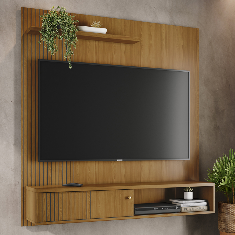 Painel Suspenso Tv 65 Pol 1P 160 cm Aurora Cumaru MADETEC